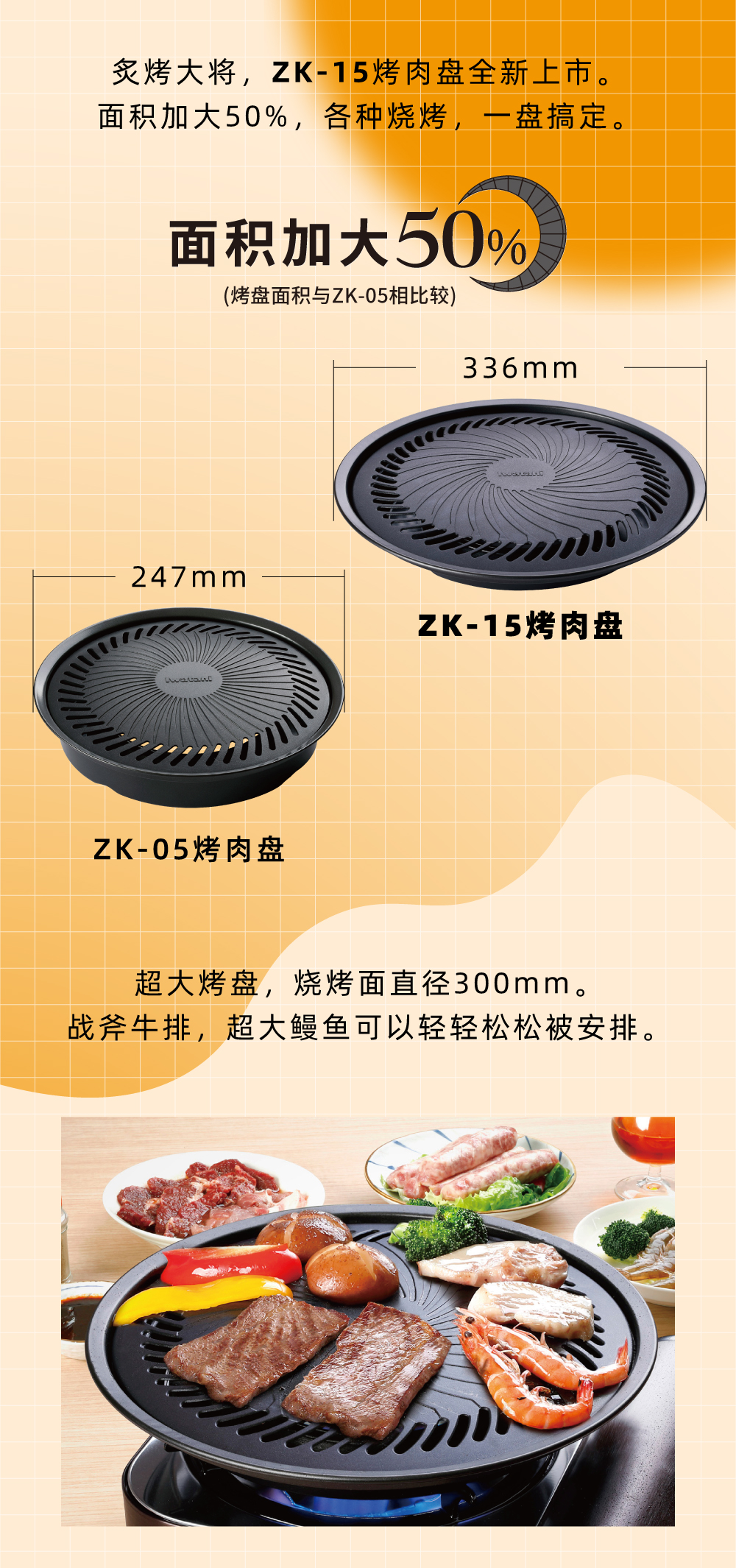 炙烤大將，zk-15全新上市。面積加大50%，各種燒烤，一盤(pán)搞定。